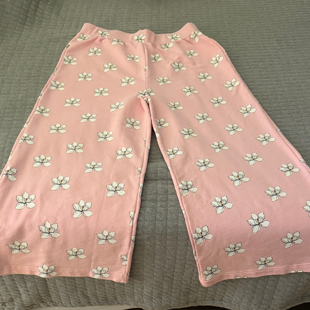 Lauren James Pink Magnolia Floral cropped Pajama Pants